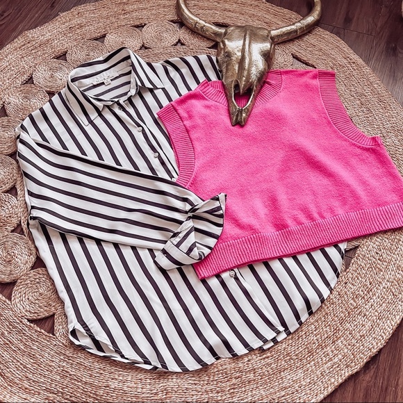 Haus of Bebe Rae Boutique Striped Satin Blouse (*vest pictured not included) - Picture 7 of 7